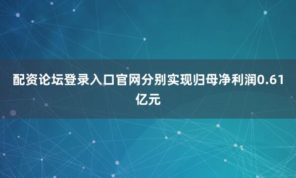 配资论坛登录入口官网分别实现归母净利润0.61亿元