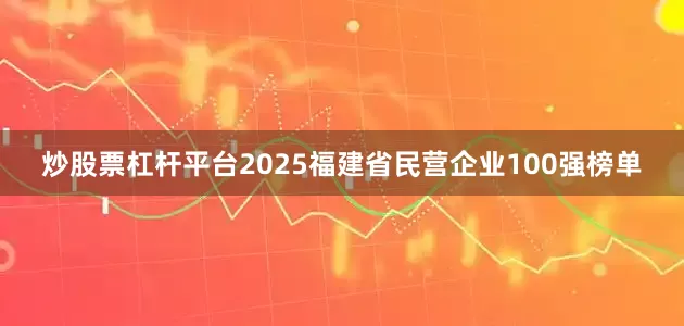 炒股票杠杆平台2025福建省民营企业100强榜单